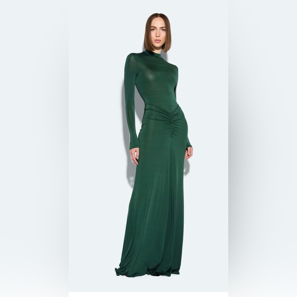 LAPOINTE Jersey Mockneck Bodysuit and Rouched Maxi Skirt Size L